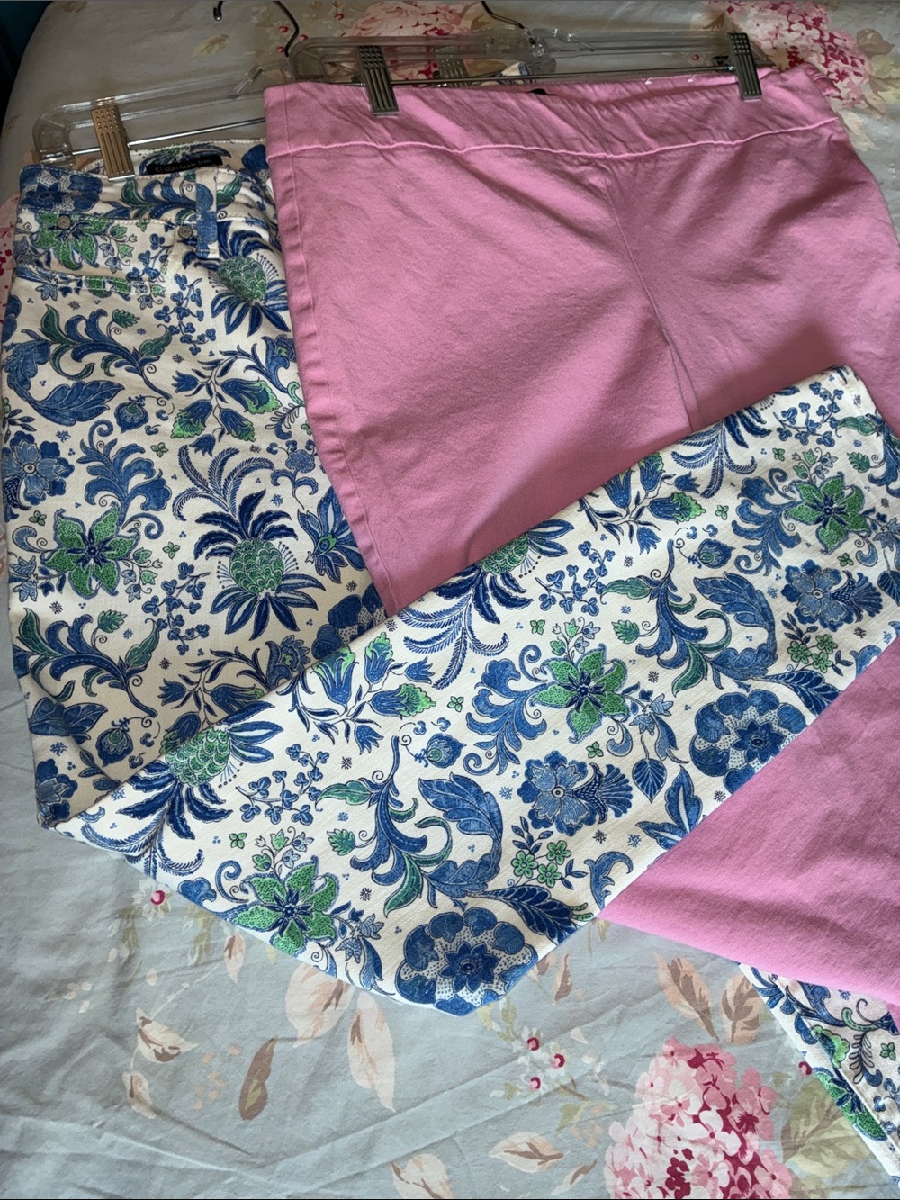 Talbots Slim Ankle Jeans blue and white botanical floral print SZ 6